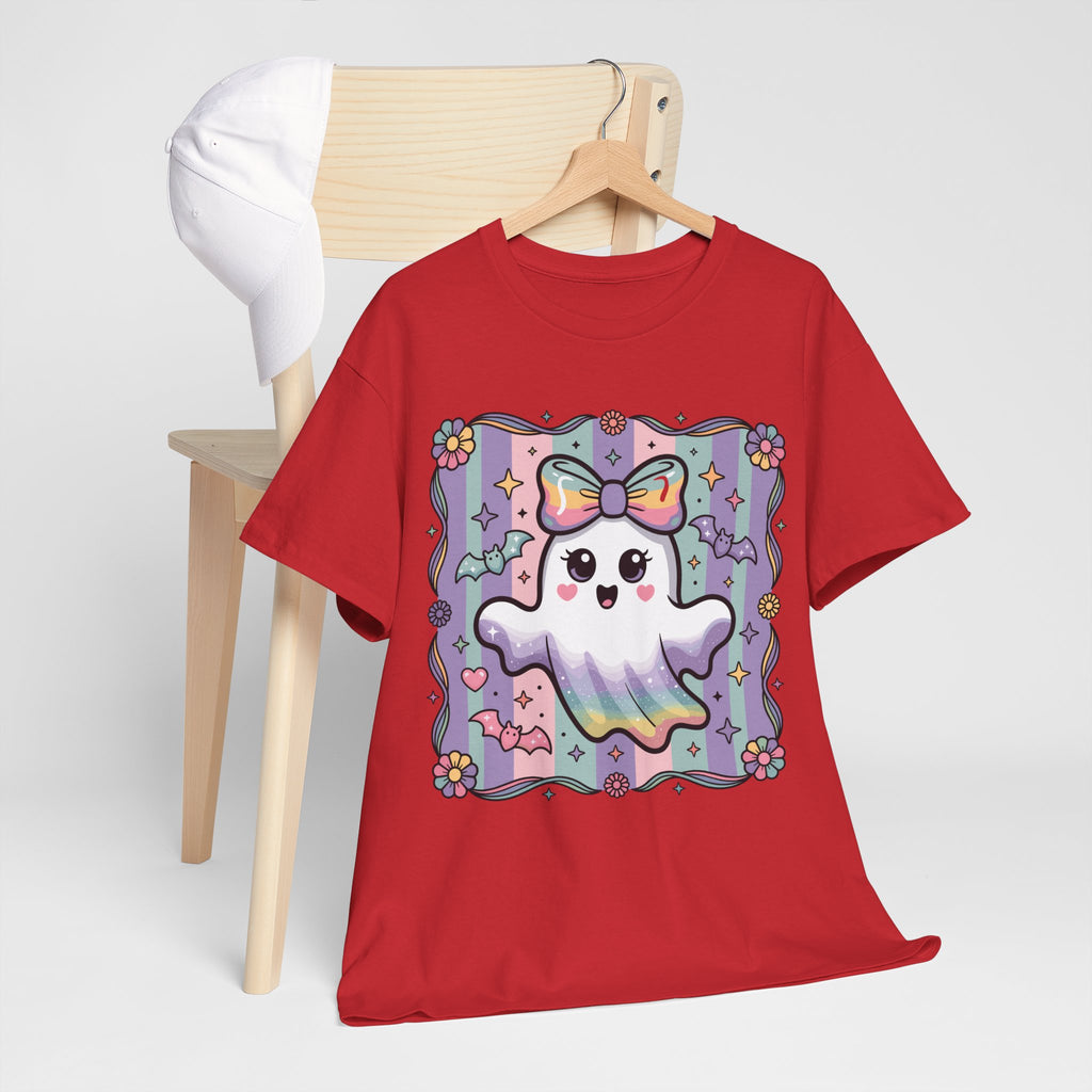 Pastel Ghost Rainbow Bow Unisex Cotton Tee