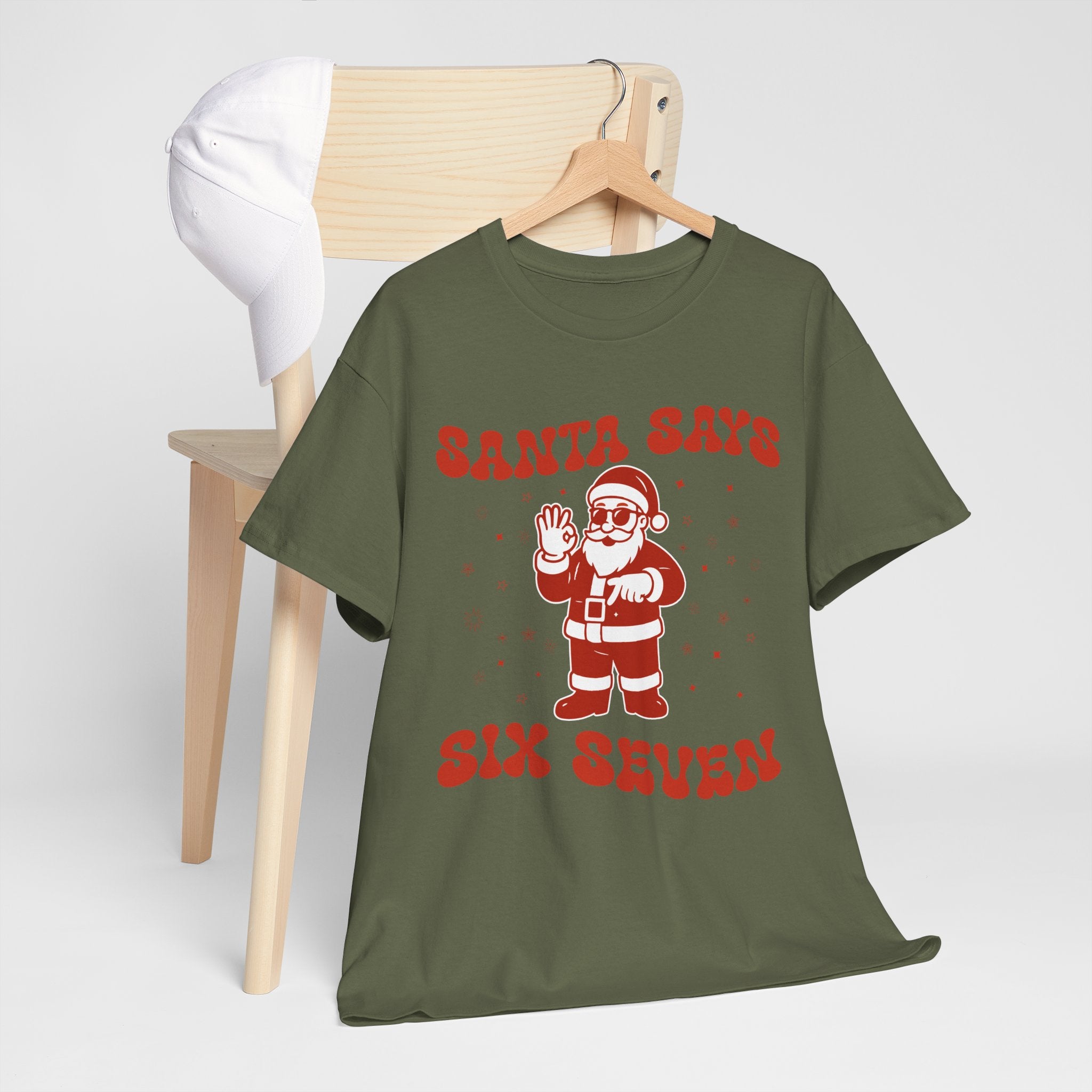 Retro 'Santa Says Six Seven' Christmas Unisex Cotton Tee