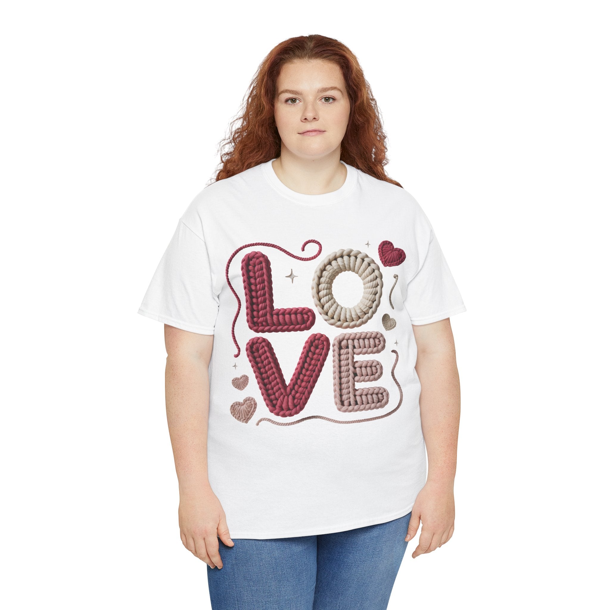LOVE Faux Yarn Heart Unisex Cotton Tee