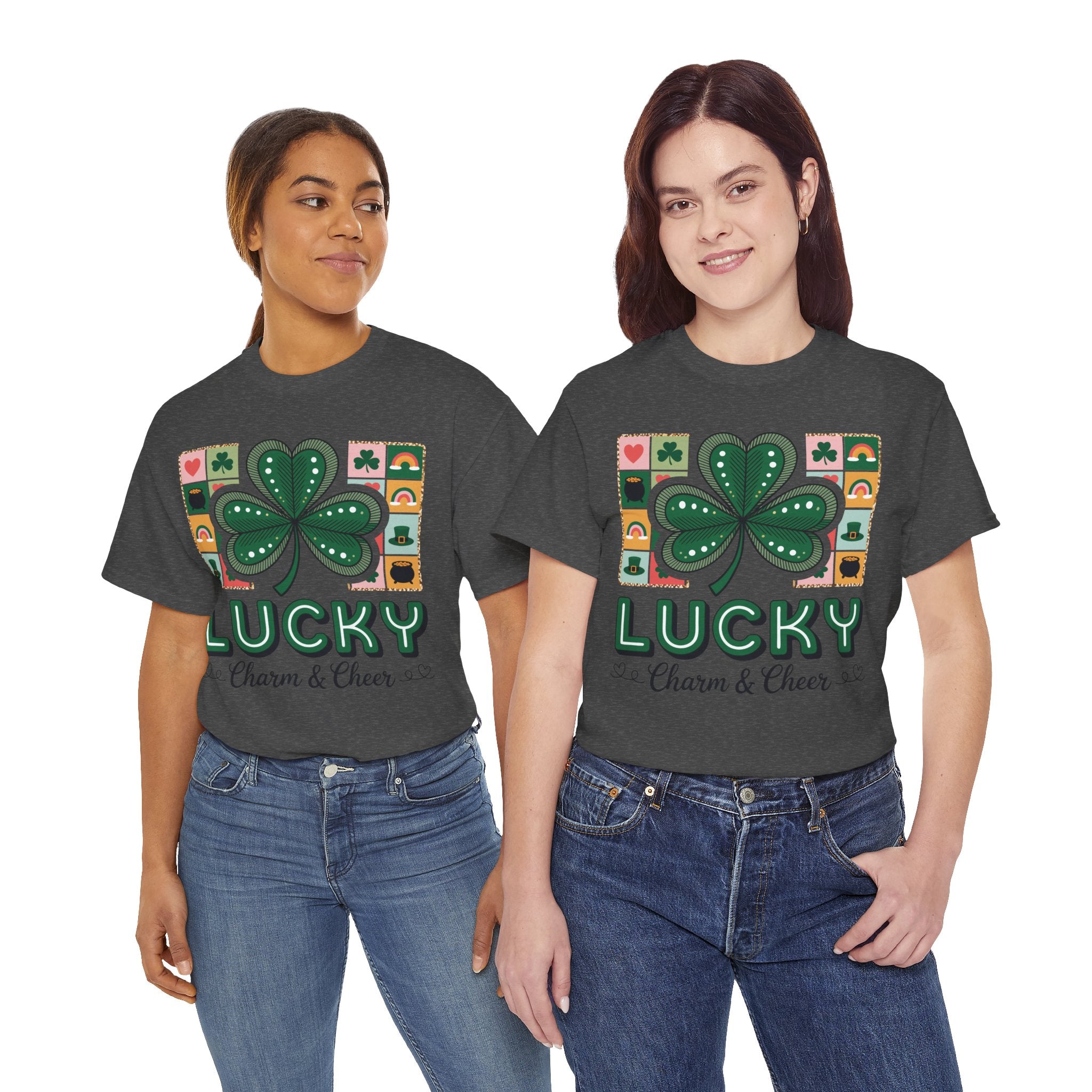 Lucky Charm & Cheer Clover Tee — Patchwork St. Patrick’s Day Unisex Cotton T-Shirt