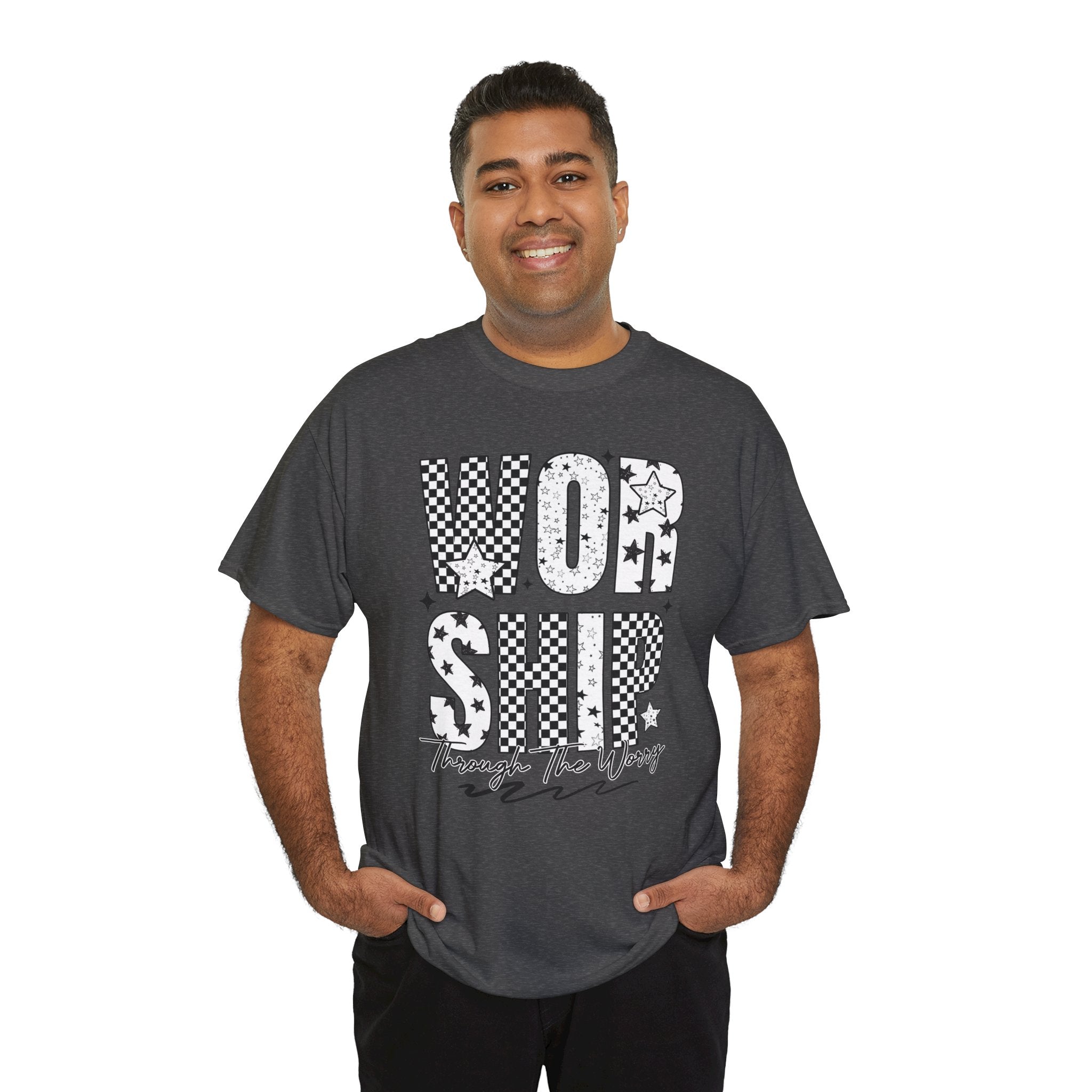 WORSHIP Through The Worry Checkerboard Unisex Cotton Tee
