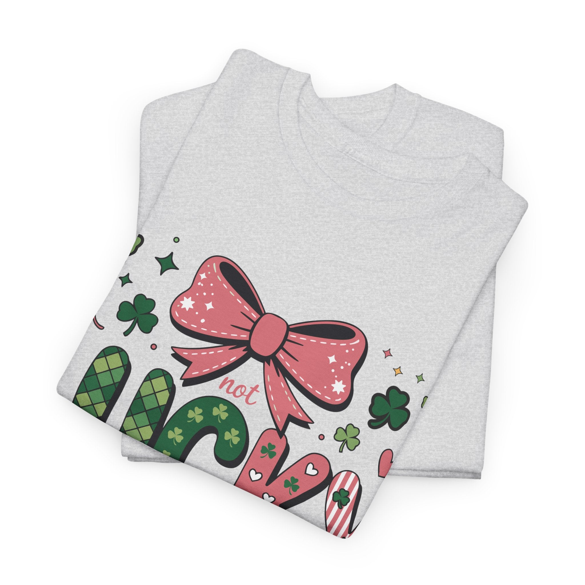 Simply Blessed Tee — “Not Lucky, Simply Blessed” with Pastel Bow, Clovers & Romans 4:7-8 Unisex Cotton Tee