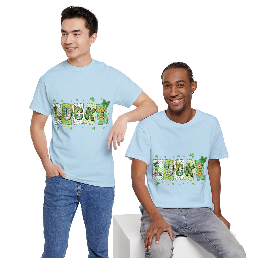 Lucky Patchwork Plaid Clover Tee — St. Patrick’s Day Unisex Cotton T-Shirt