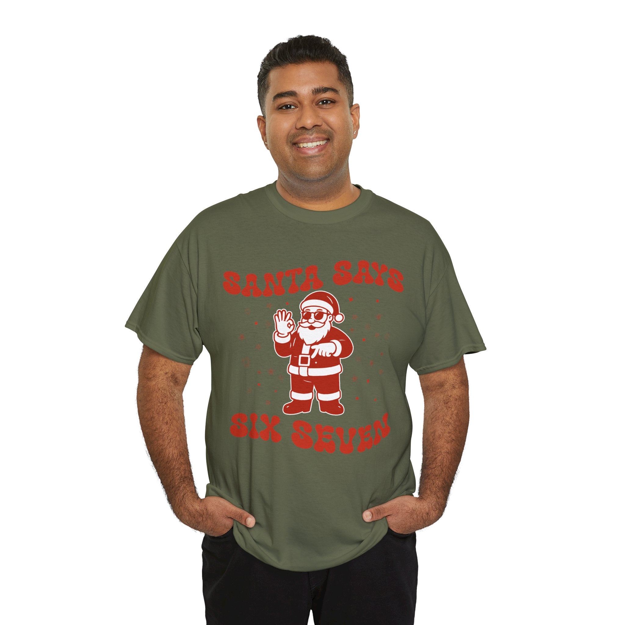 Retro 'Santa Says Six Seven' Christmas Unisex Cotton Tee