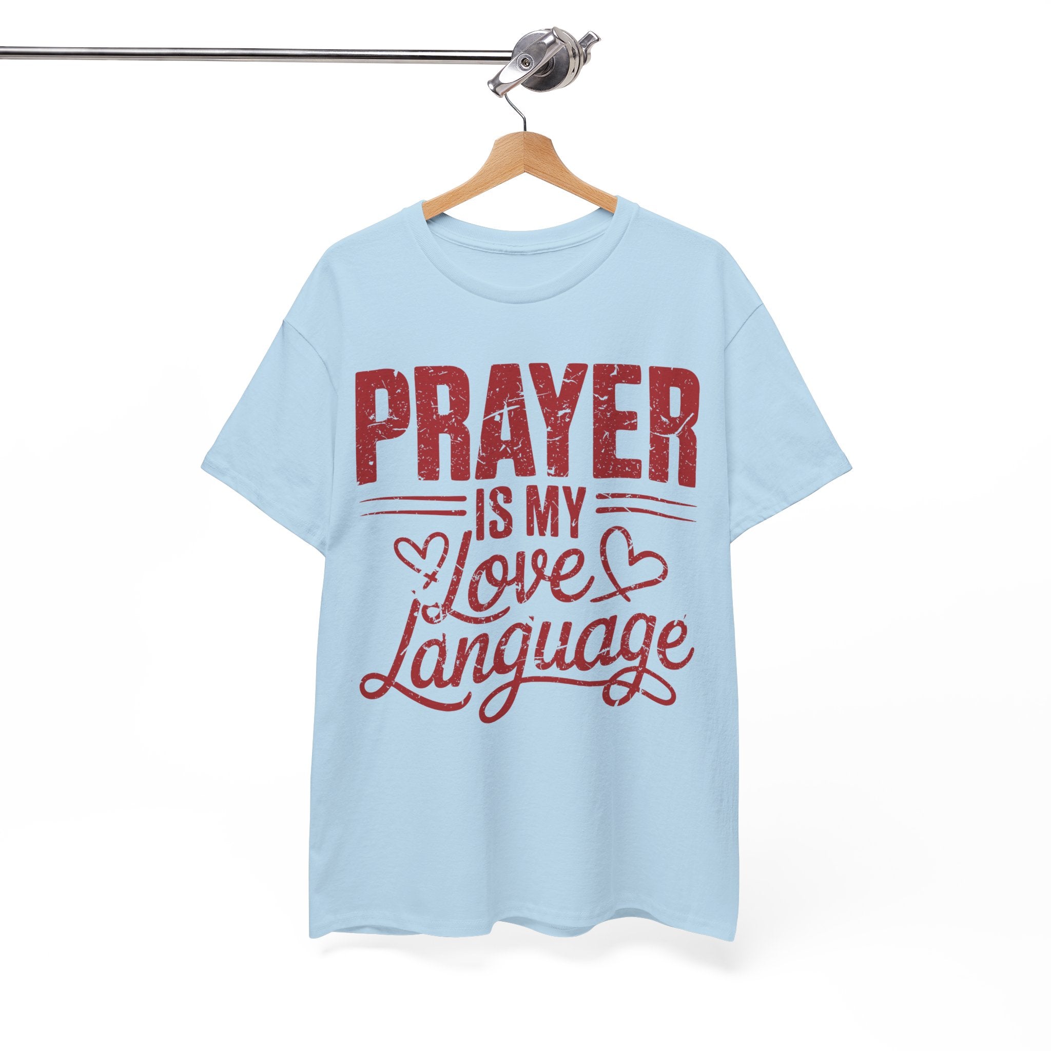 Prayer Is My Love Language T-Shirt — Faith-Inspired Red Hearts Unisex Cotton Tee