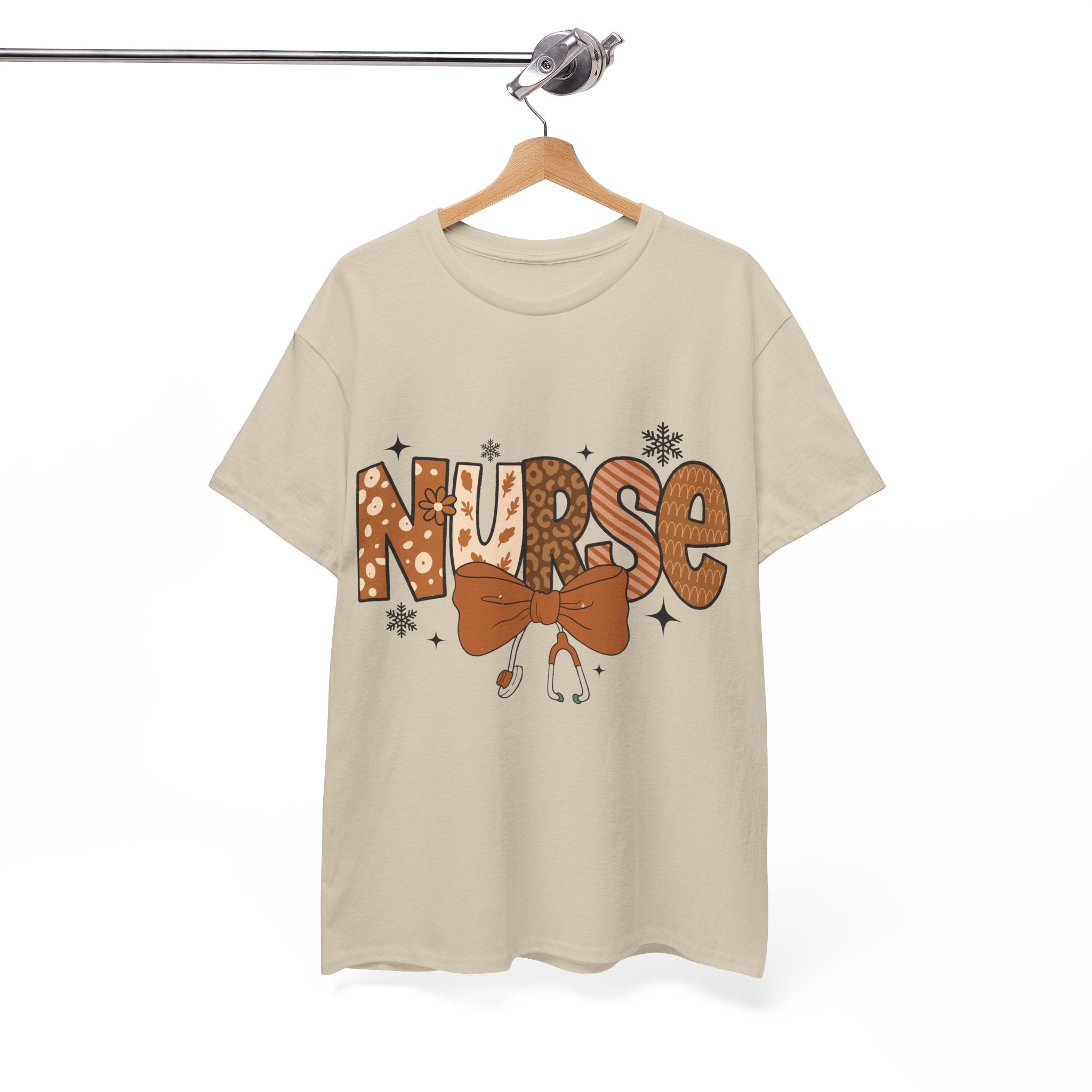 NURSE Fall Stethoscope Tee — Brown Autumn Nurse Unisex CottonT shirt
