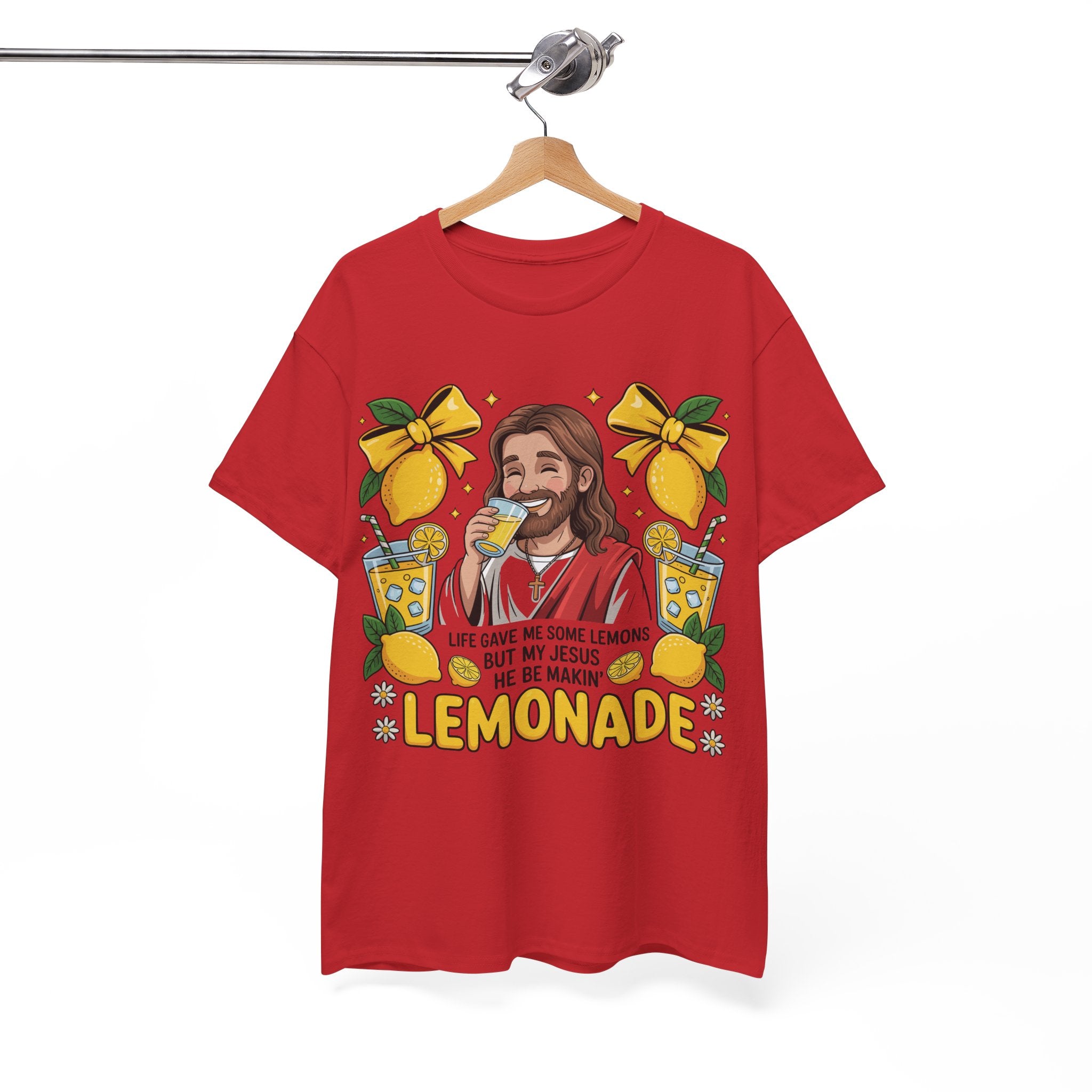 Jesus Drinking Lemonade T-Shirt — "Life Gave Me Some Lemons" Christian Unisex Cotton Tee