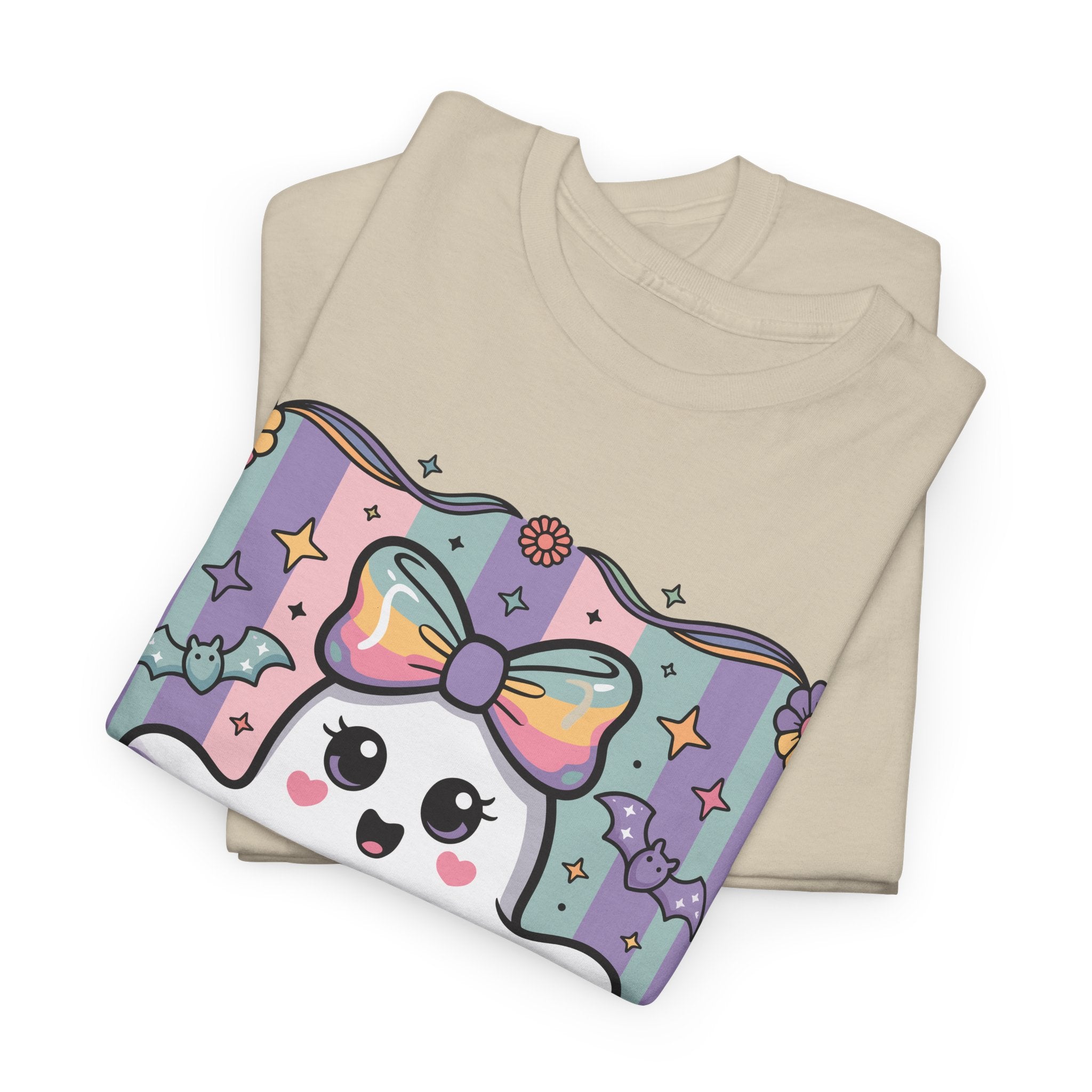 Pastel Ghost Rainbow Bow Unisex Cotton Tee