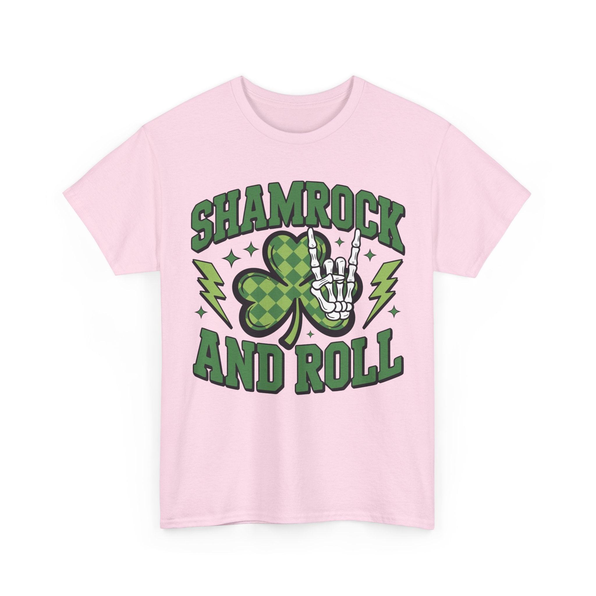 Shamrock and Roll Tee — Skeleton Hand & Lightning St. Patrick’s Rock Unisex Cotton Shirt