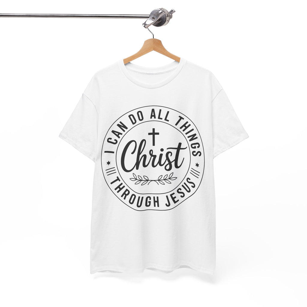Christian Cross T‑Shirt — "I Can Do All Things Through Christ" Unisex Cotton tee