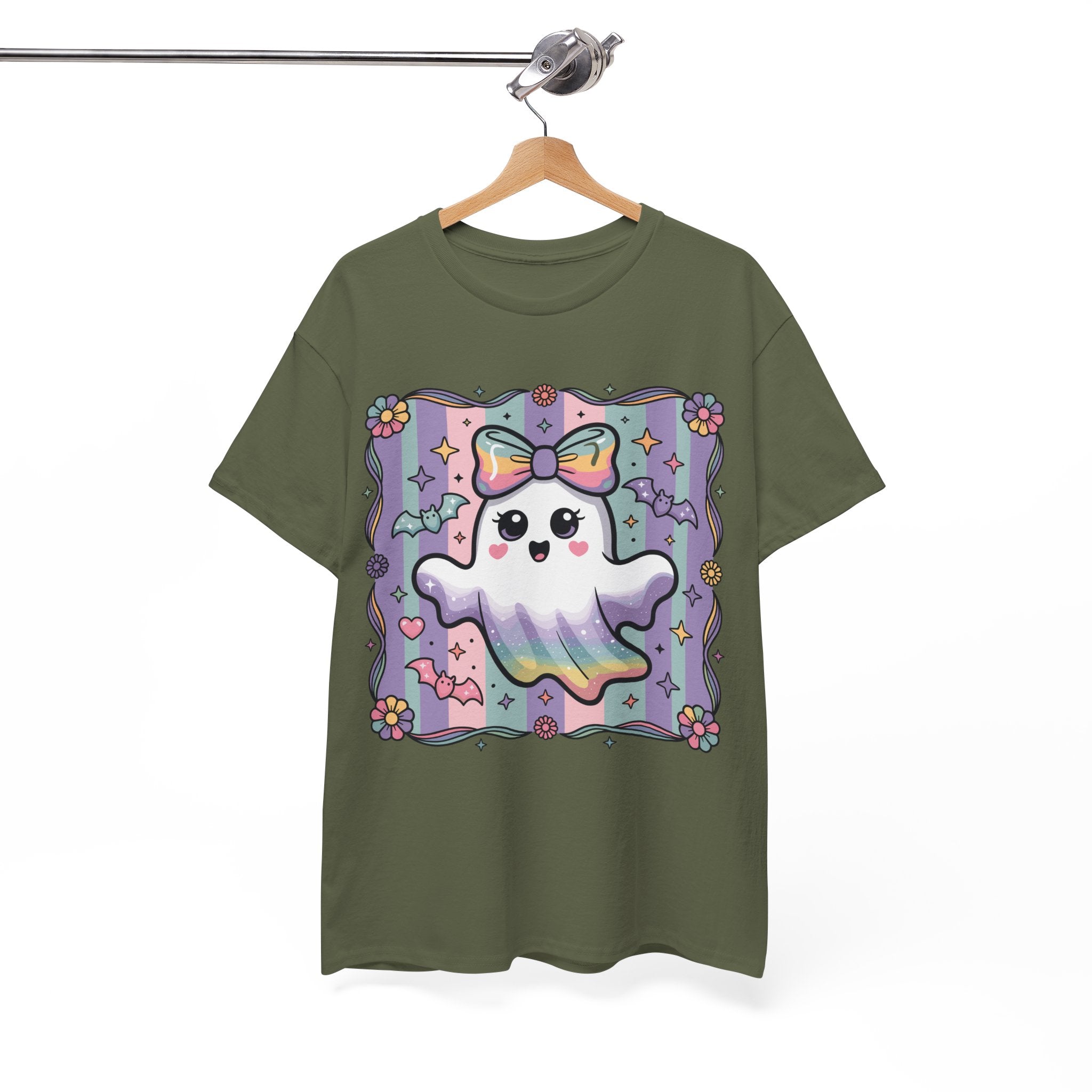 Pastel Ghost Rainbow Bow Unisex Cotton Tee