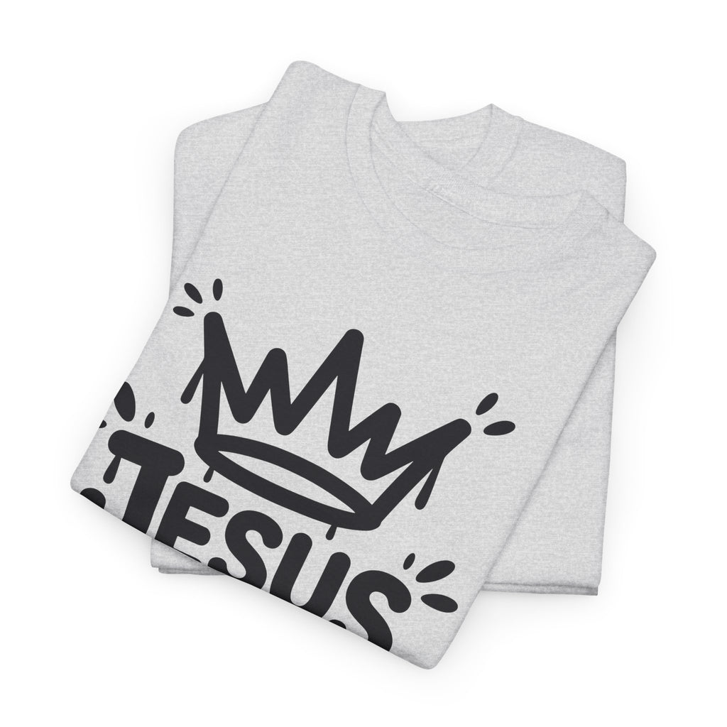 Jesus Is King Crown T-Shirt — Minimalist Christian Unisex Cotton Tee