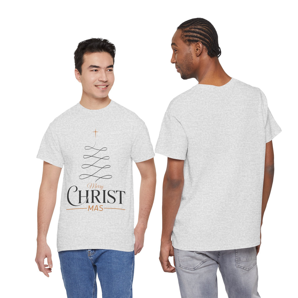 Merry Christmas Gold Cross Tree Unisex Cotton Tee