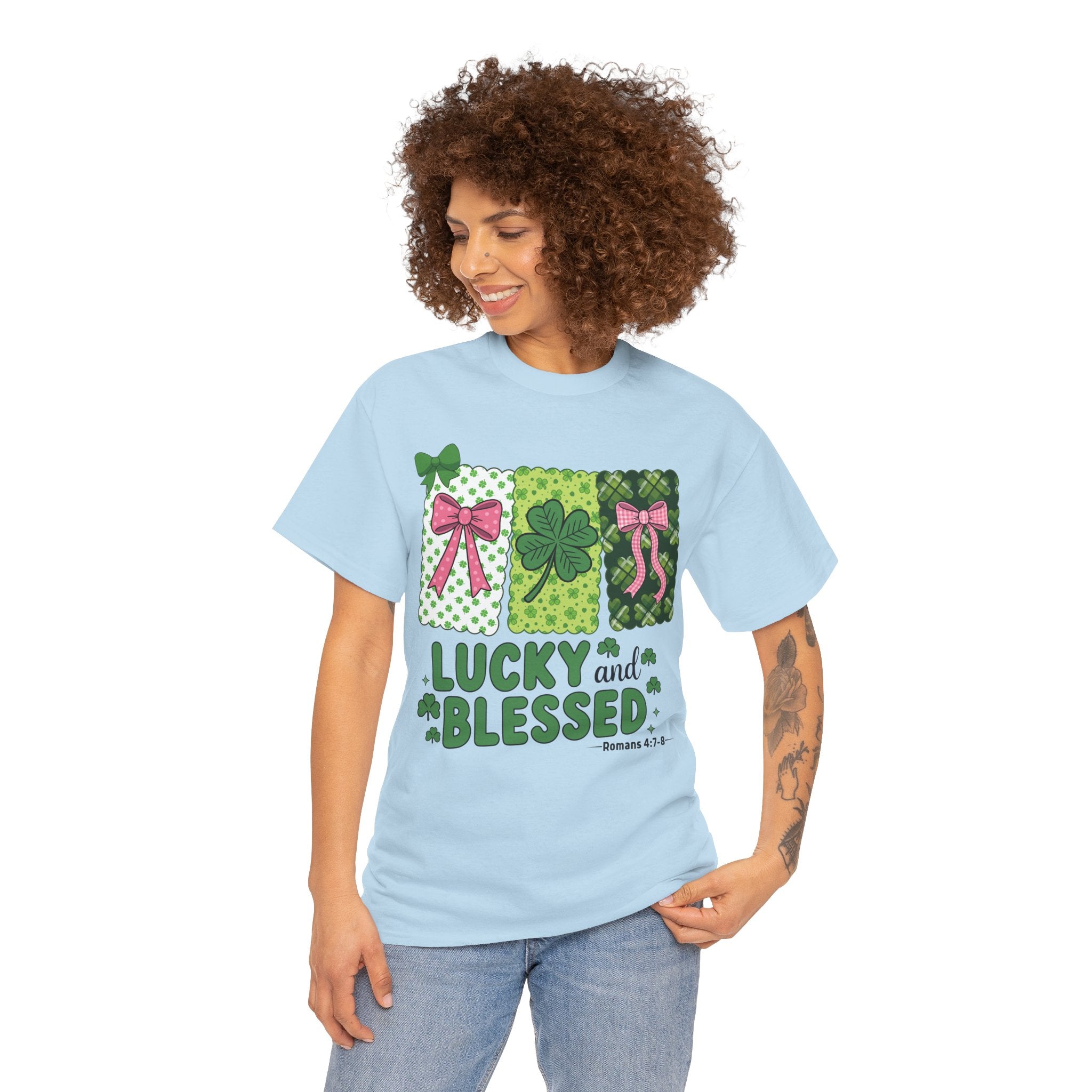 Lucky and Blessed Clover Unisex Cotton Tee