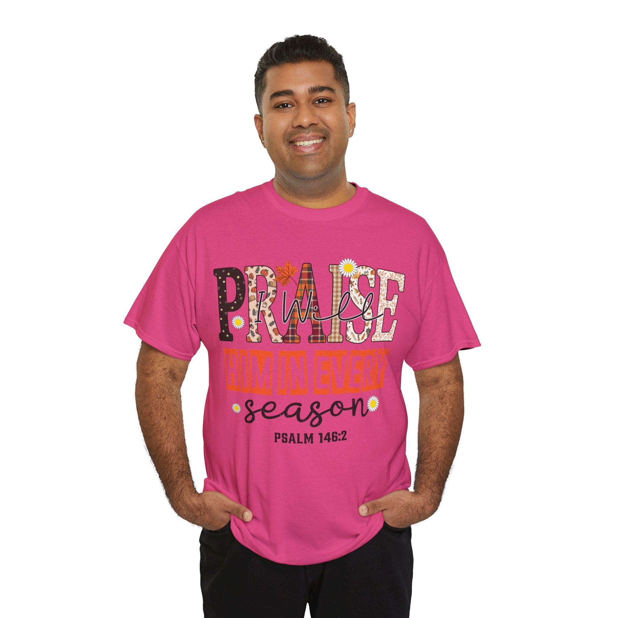 Praise Him In Every Tee — Fall Daisies & Leaf Floral Graphic Unisex Cotton T-Shirt