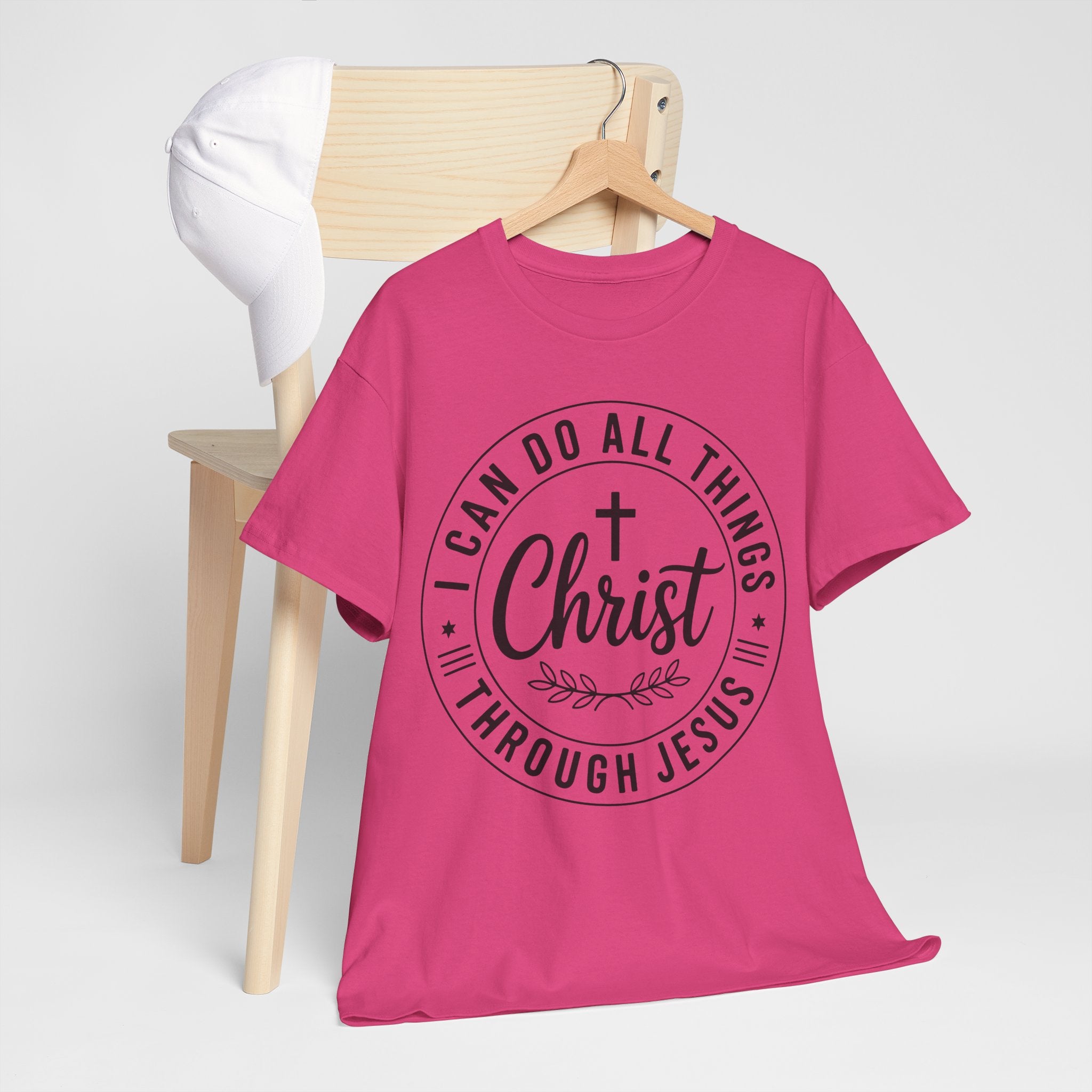 Christian Cross T‑Shirt — "I Can Do All Things Through Christ" Unisex Cotton tee