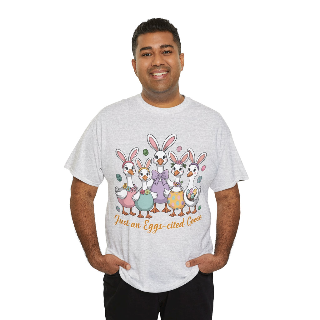 Just an Eggs-cited Goose Easter Tee — Funny Geese in Bunny Ears Unisex Cotton Tee