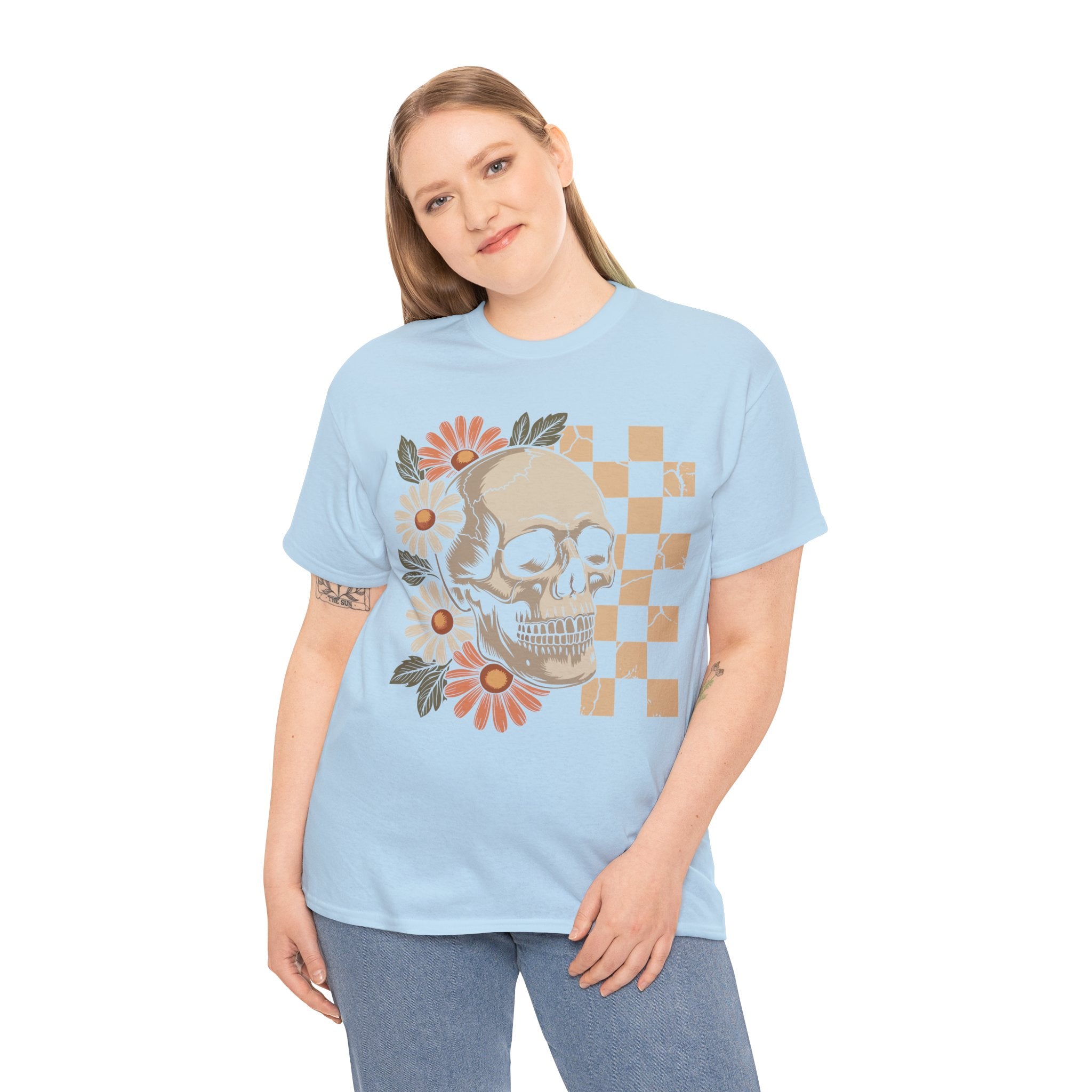 Skull Daisy Unisex Cotton Tshirt