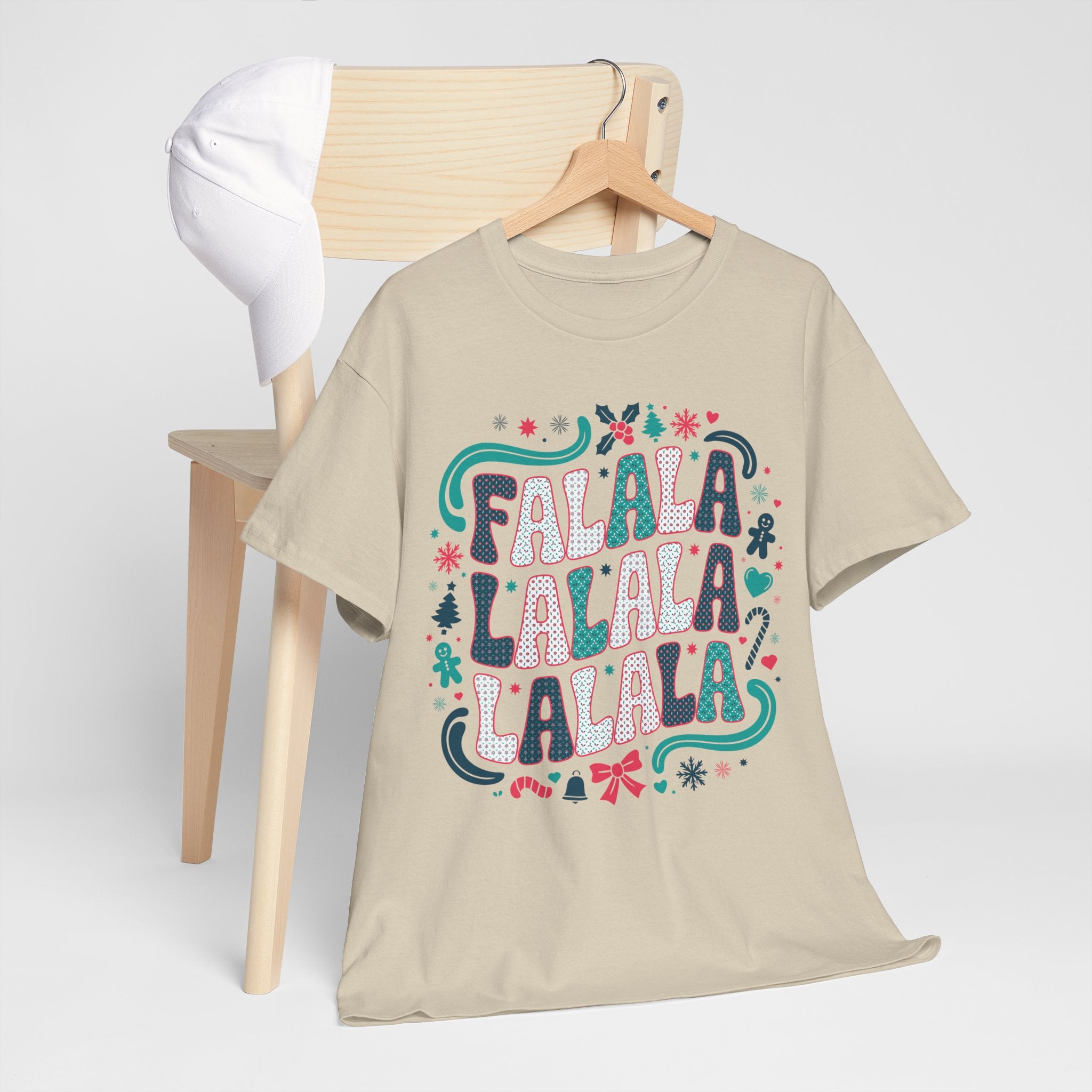 Fa La La La La Christmas T-Shirt — Festive Candy Cane & Gingerbread Holiday Unisex Cotton Tee