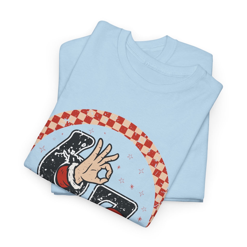 Retro Christmas Tee — Santa '67' & 'Y'all' Red Checkered Graphic.Unisex Cotton Tee