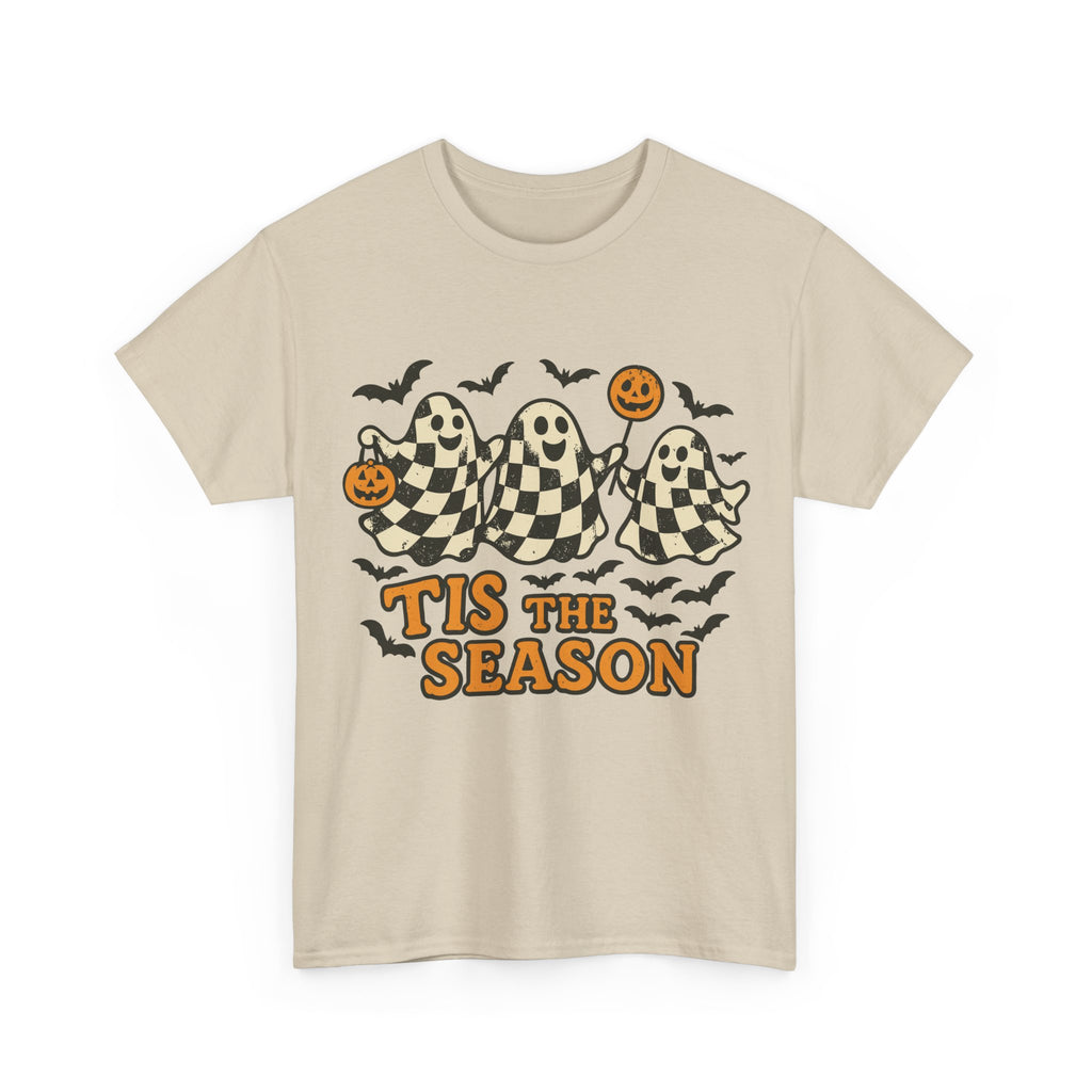 Halloween Ghosts Checker Pattern Unisex Cotton Tee