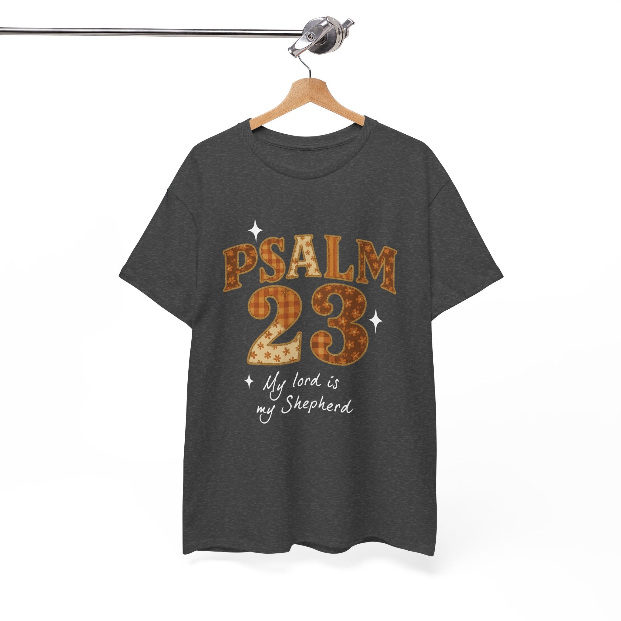 Psalm 23 Floral Tee — “My Lord Is My Shepherd” Stitched-Text Unisex Cotton Tee