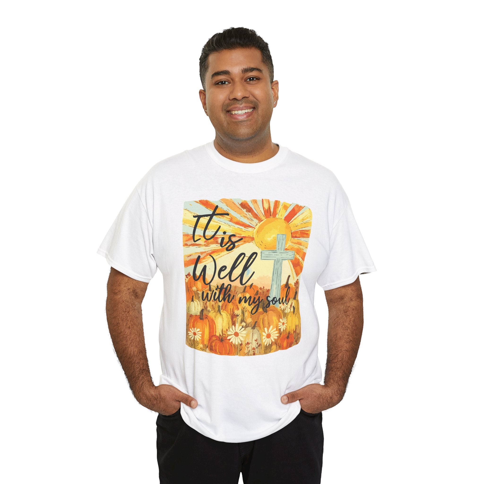 It Is Well With My Soul Pumpkin Sunrise Unisex Cotton T-Shirt