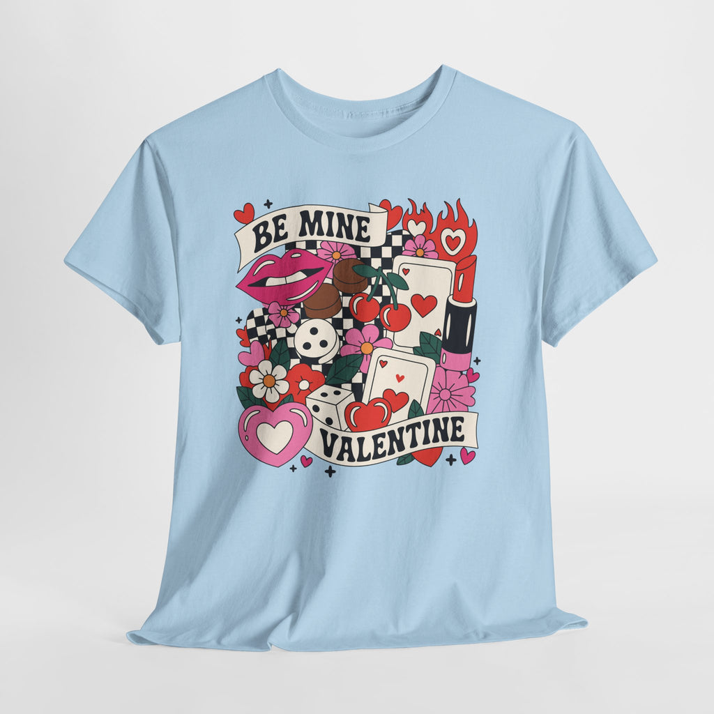 Be Mine Valentine Pop-Art Tee — Lips, Cherries & Retro Valentine Collage...Unisex Cotton Tee