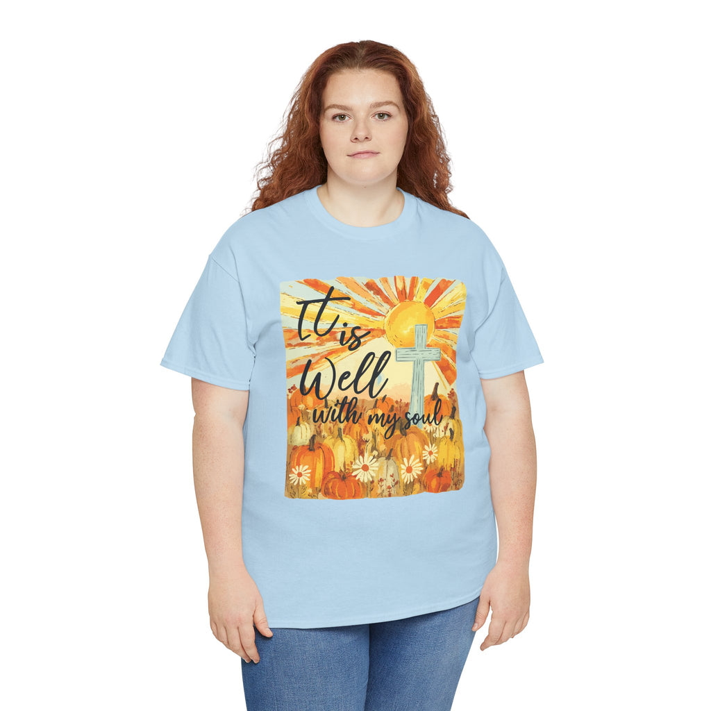 It Is Well With My Soul Pumpkin Sunrise Unisex Cotton T-Shirt