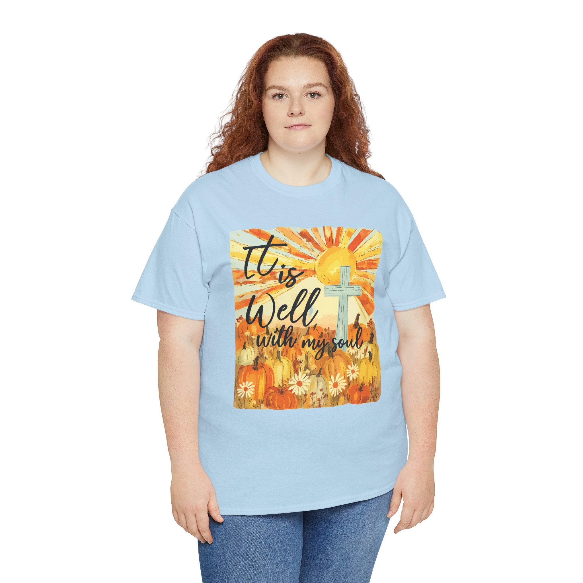It Is Well With My Soul Pumpkin Sunrise Unisex Cotton T-Shirt