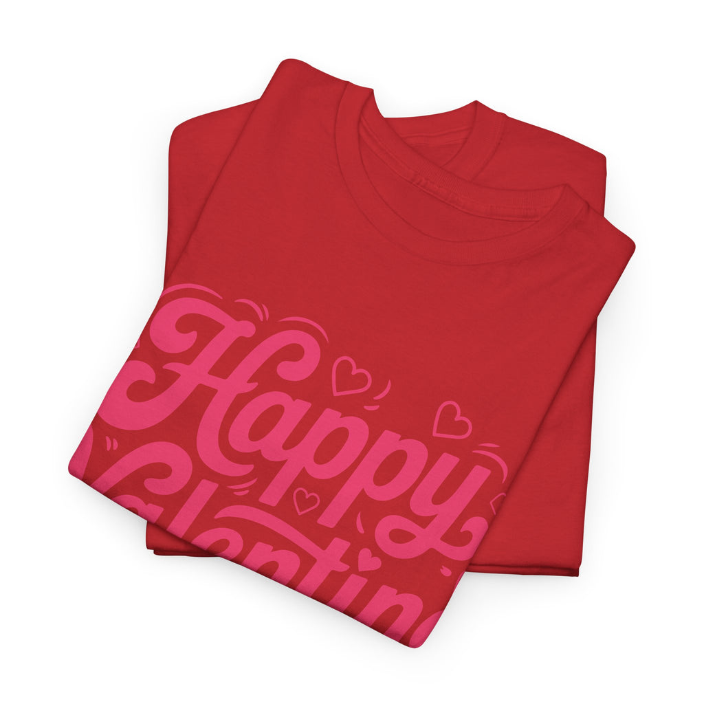 Happy Valentine Day Tee — Pink Heart & Love Icons Valentine's Unisex Cotton Shirt