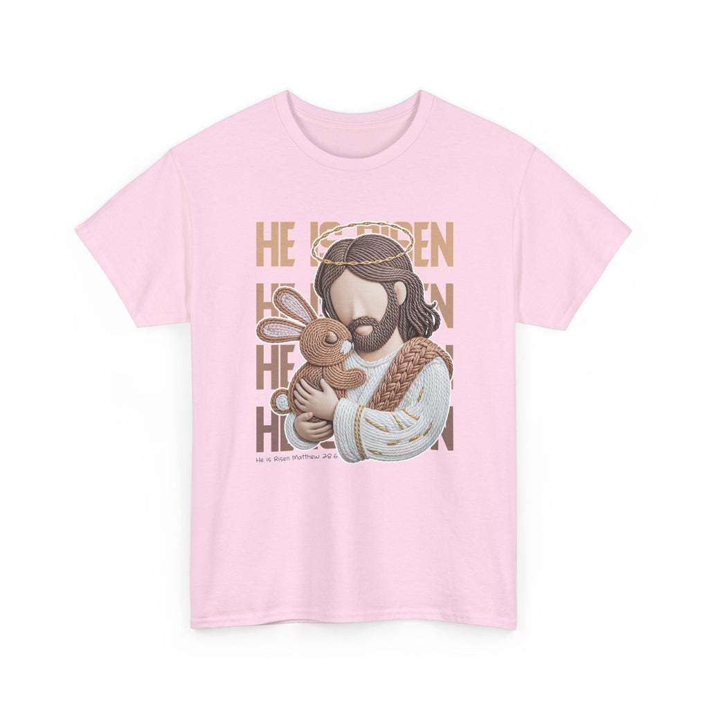 He Is Risen Matthew 28:6 Jesus With Lamb Unisex Cotton T-Shirt