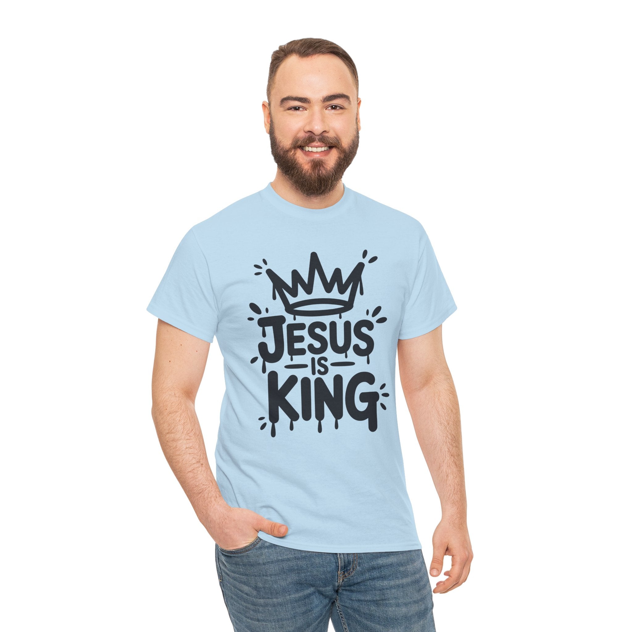 Jesus Is King Crown T-Shirt — Minimalist Christian Unisex Cotton Tee
