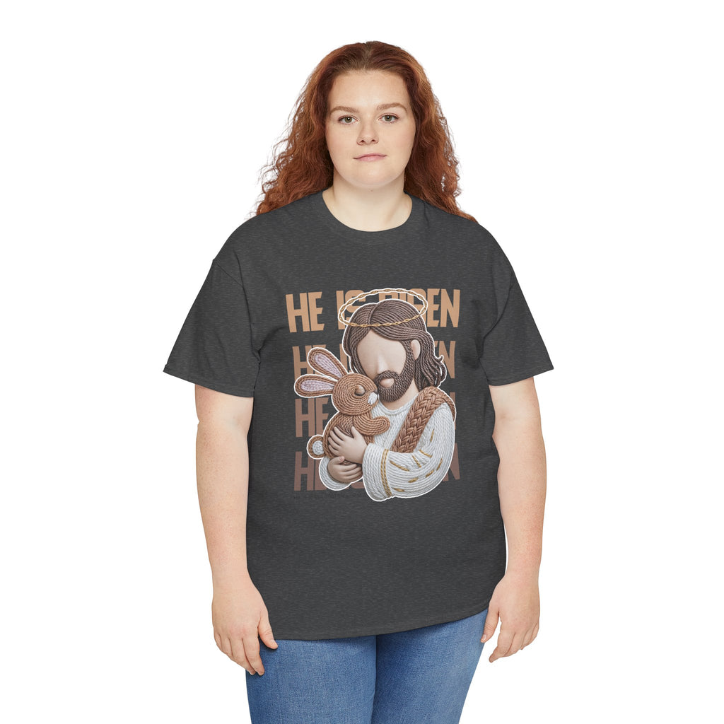He Is Risen Matthew 28:6 Jesus With Lamb Unisex Cotton T-Shirt