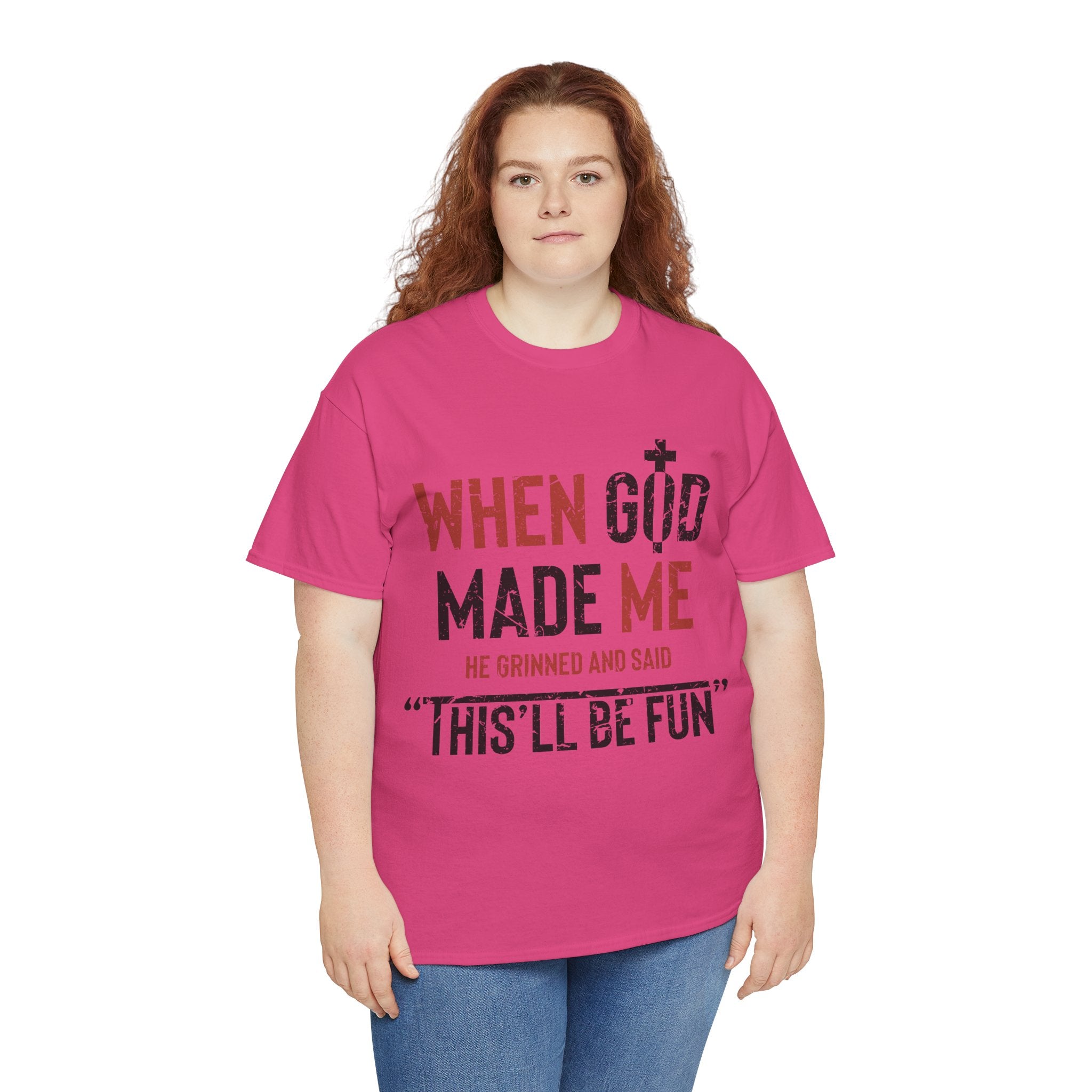 Humorous Grunge Quote Tee — "When He Saw Me, He Grinned and Said"Unisec Cotton Tee