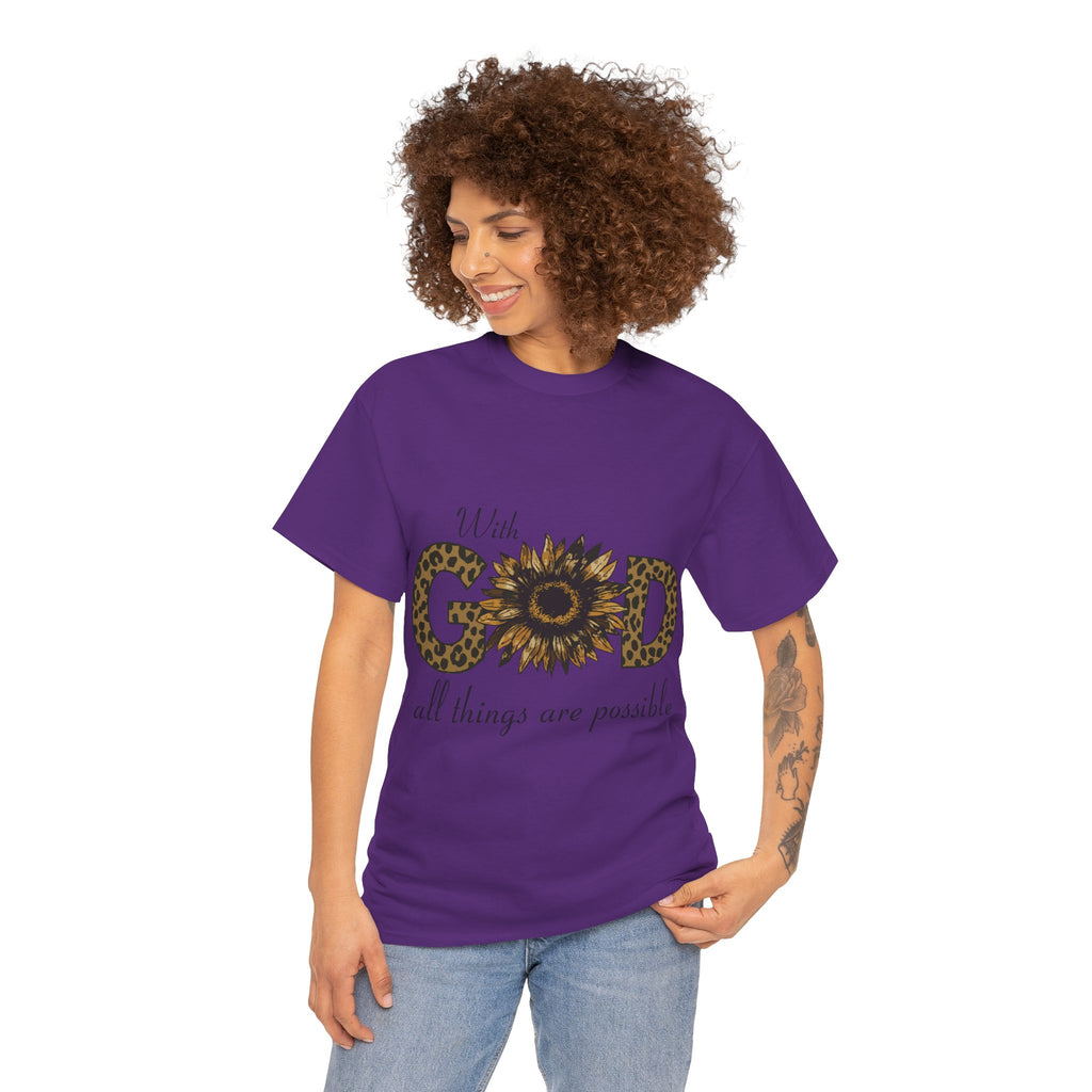 GOD Leopard Print Sunflower Unisex Cotton Tee