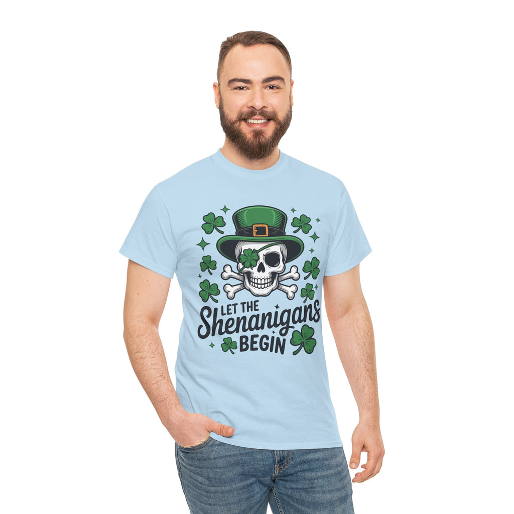 Let the Shenanigans Begin — Leprechaun Skull Unisex Cotton T-Shirt