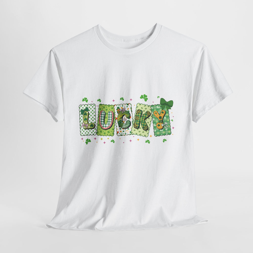 Lucky Patchwork Plaid Clover Tee — St. Patrick’s Day Unisex Cotton T-Shirt