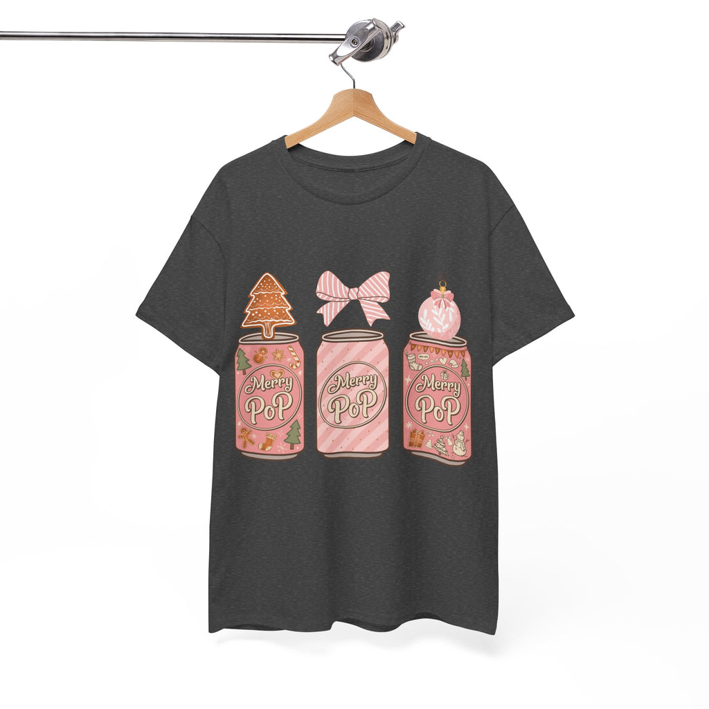 Merry Pop Christmas Soda Can Tee — Pastel Holiday Graphic Unisex Cotton T-Shirt