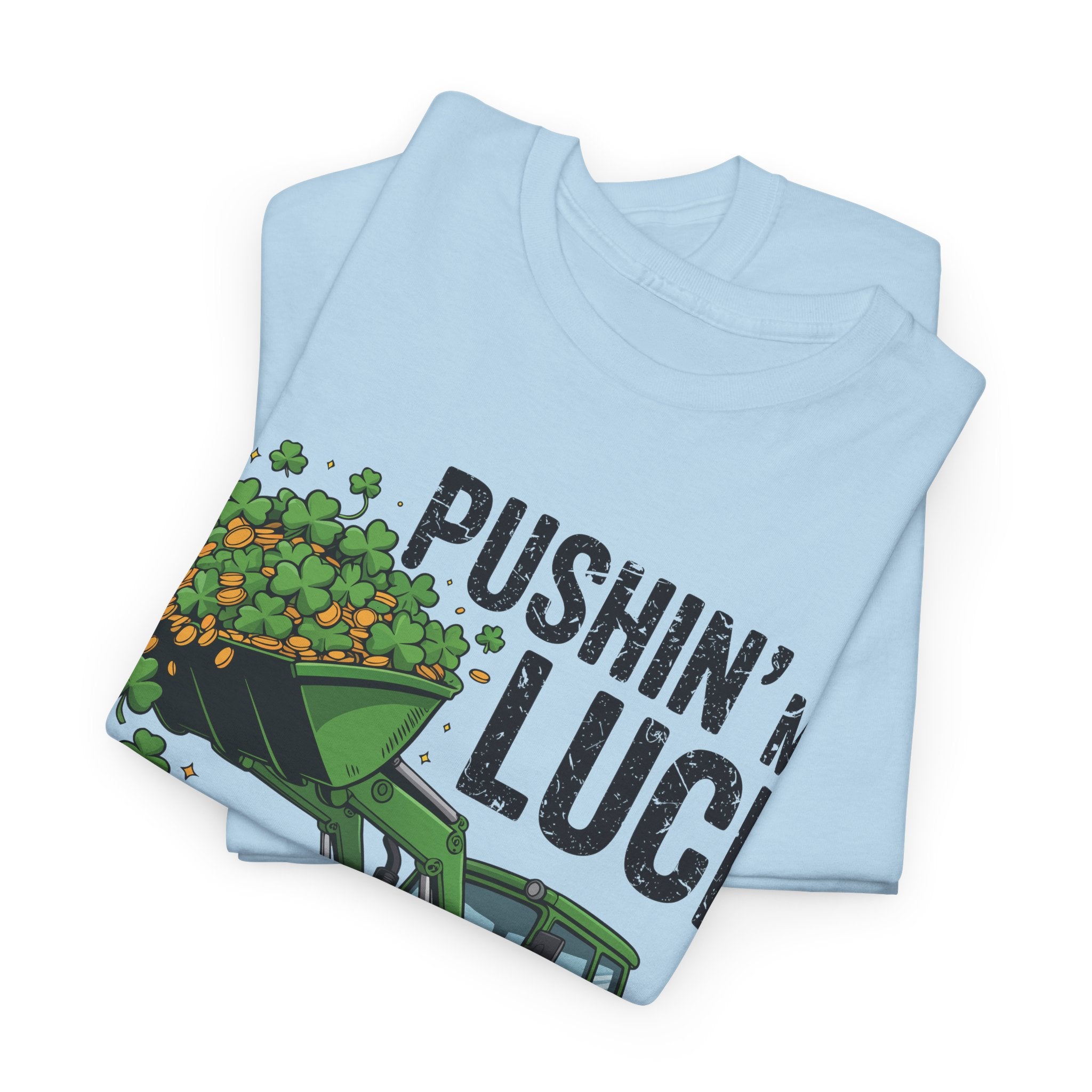 Pushin' My Luck Shamrock Tractor Tee — St. Patrick's Day Unisex Cotton T-Shirt