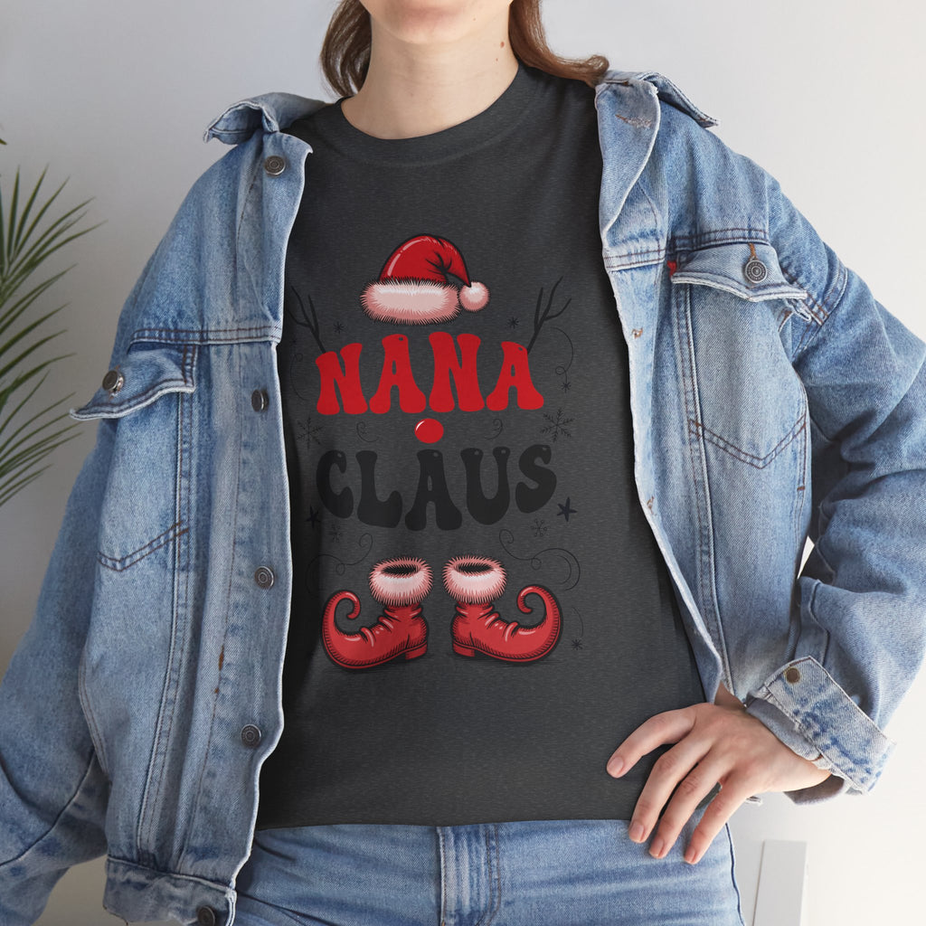 Nana Christmas T-Shirt — Santa Hat & Elf Boots Holiday Unisex Cotton Tee