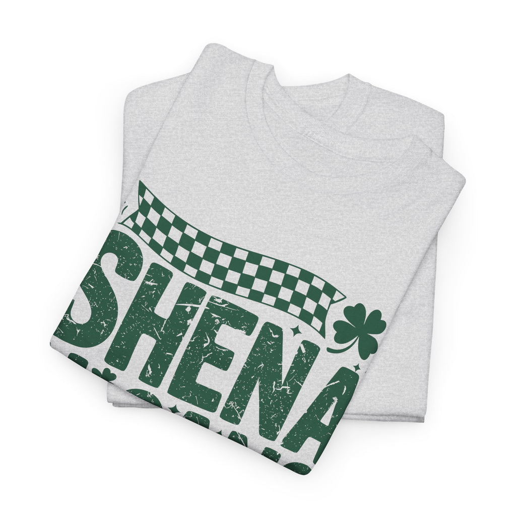 Shenanigans Clover Tee — Bright Green St. Patrick’s Day Shirt with Checkered Flag Unisex Cotton Tee