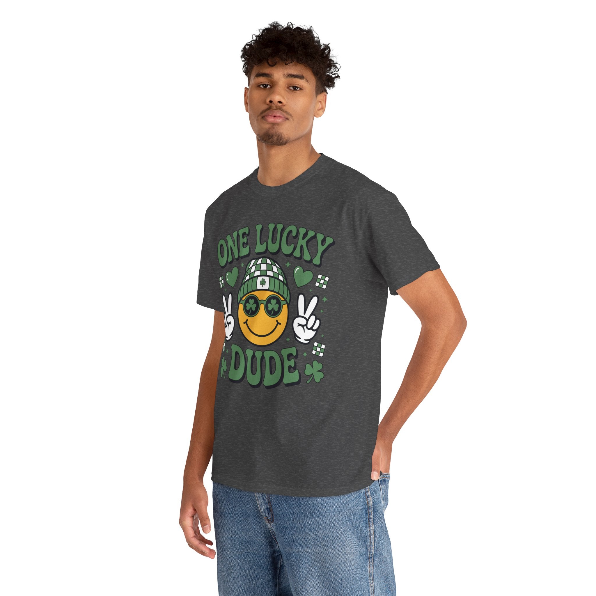 One Lucky Dude Shamrock Tee — St. Patrick's Day Smiley Unisex Cotton Tshirt