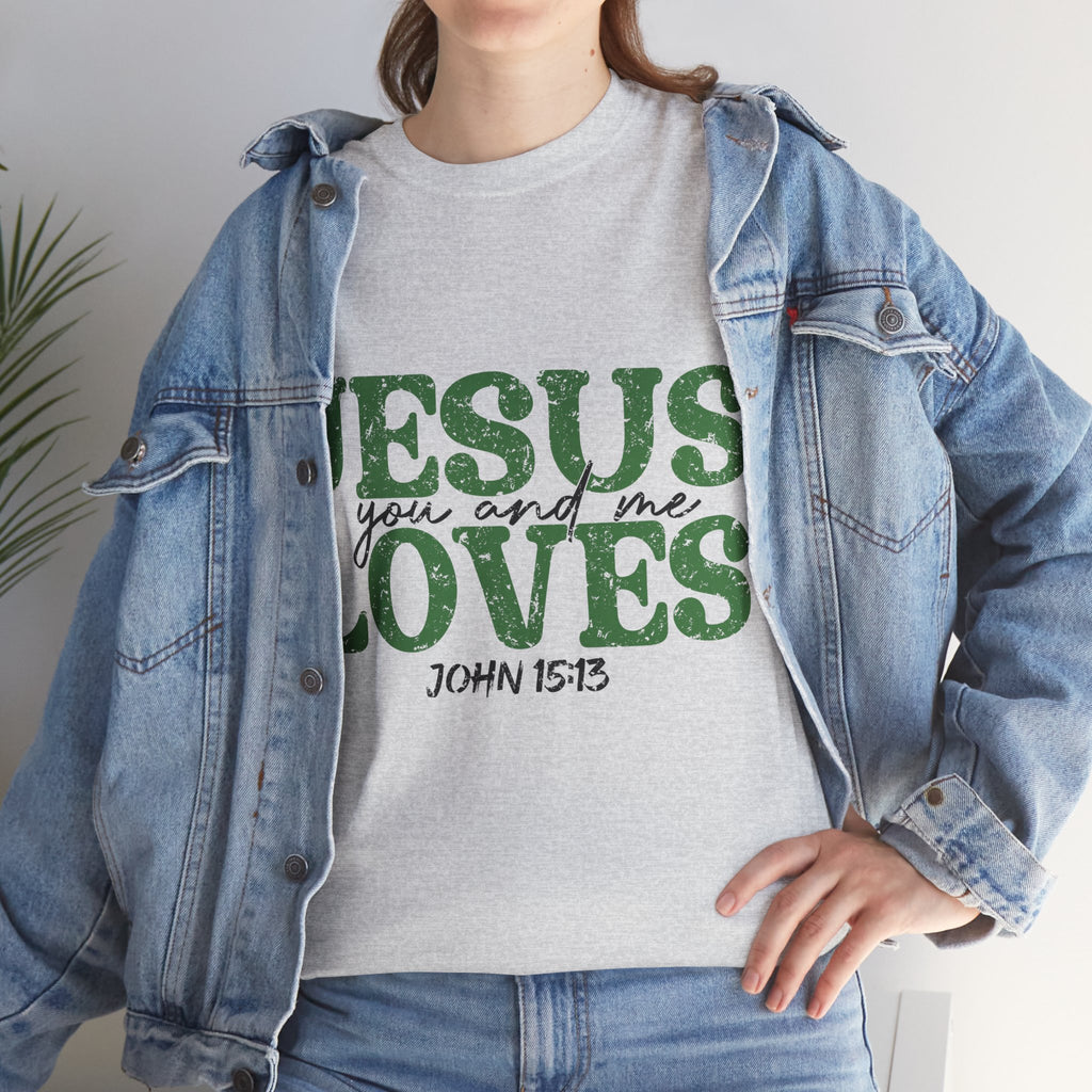 Jesus Loves Vintage Tee — Green Retro Christian Unisex Cotton T-Shirt