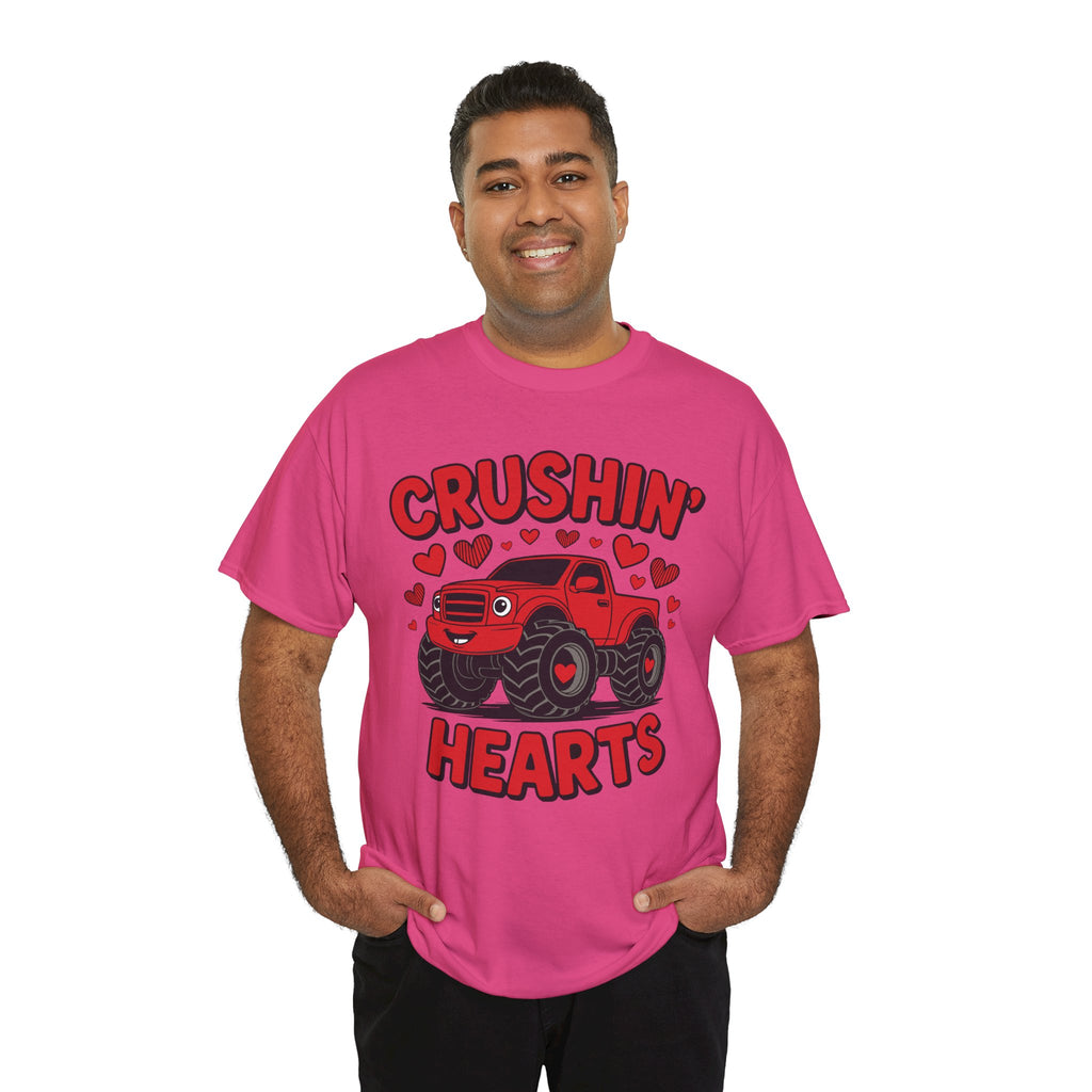 Crushin’ Hearts Valentine Monster Truck Unisex Cotton Tee