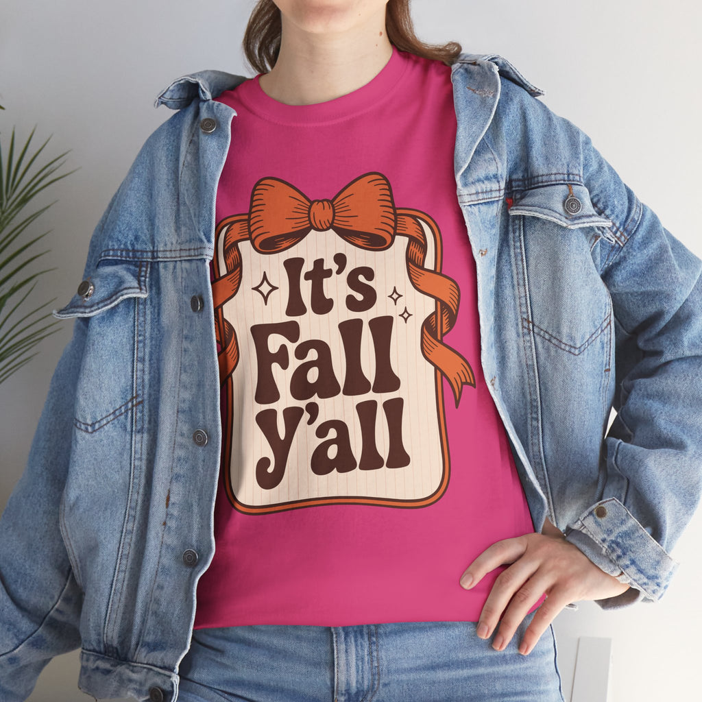 It’s Fall Y’all Autumn Ribbon Unisex Cotton Tee