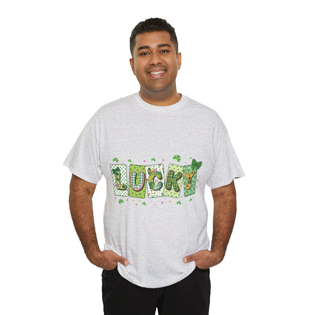Lucky Patchwork Plaid Clover Tee — St. Patrick’s Day Unisex Cotton T-Shirt