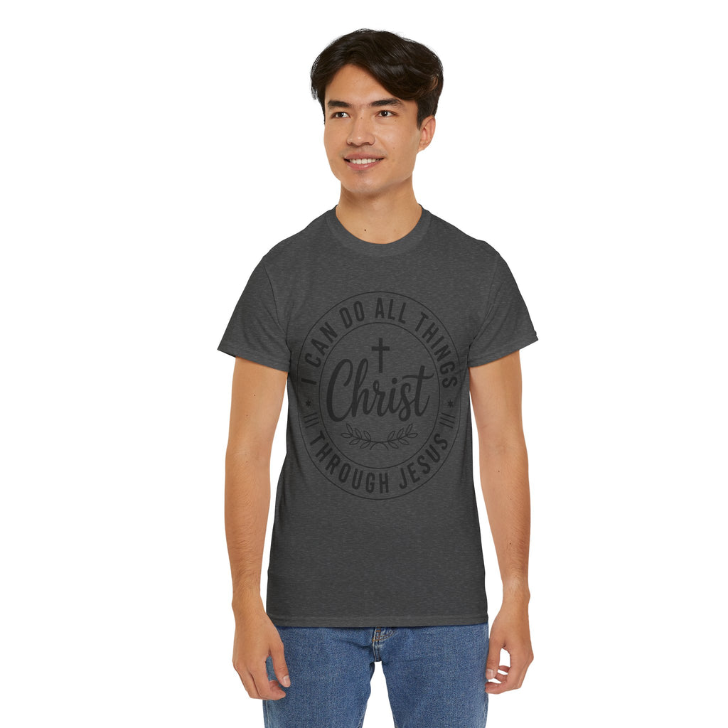 Christian Cross T‑Shirt — "I Can Do All Things Through Christ" Unisex Cotton tee