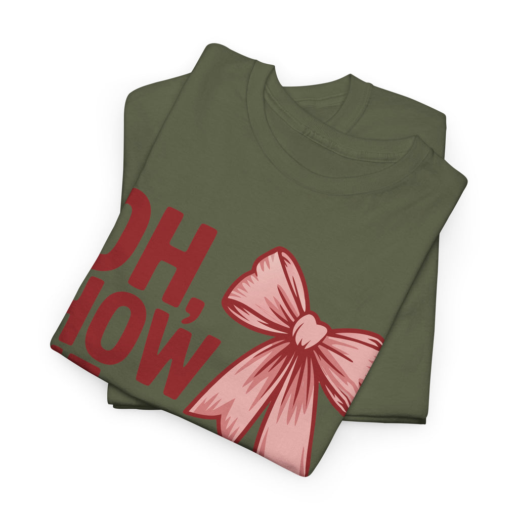 Oh, How He Loves Us Christian Valentine Tee — 1 John 4:10 Red & Pink Unisex Cotton Tee