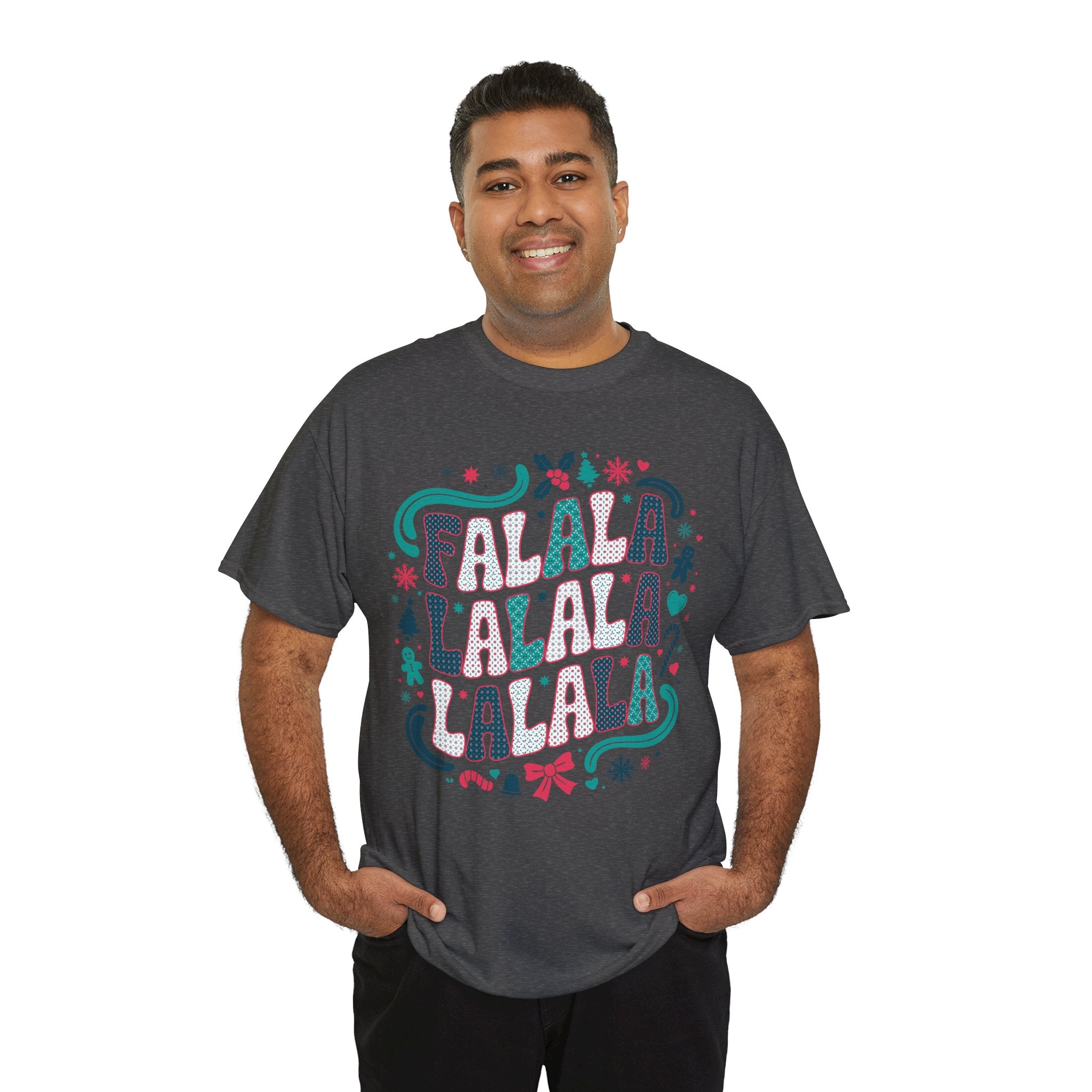 Fa La La La La Christmas T-Shirt — Festive Candy Cane & Gingerbread Holiday Unisex Cotton Tee